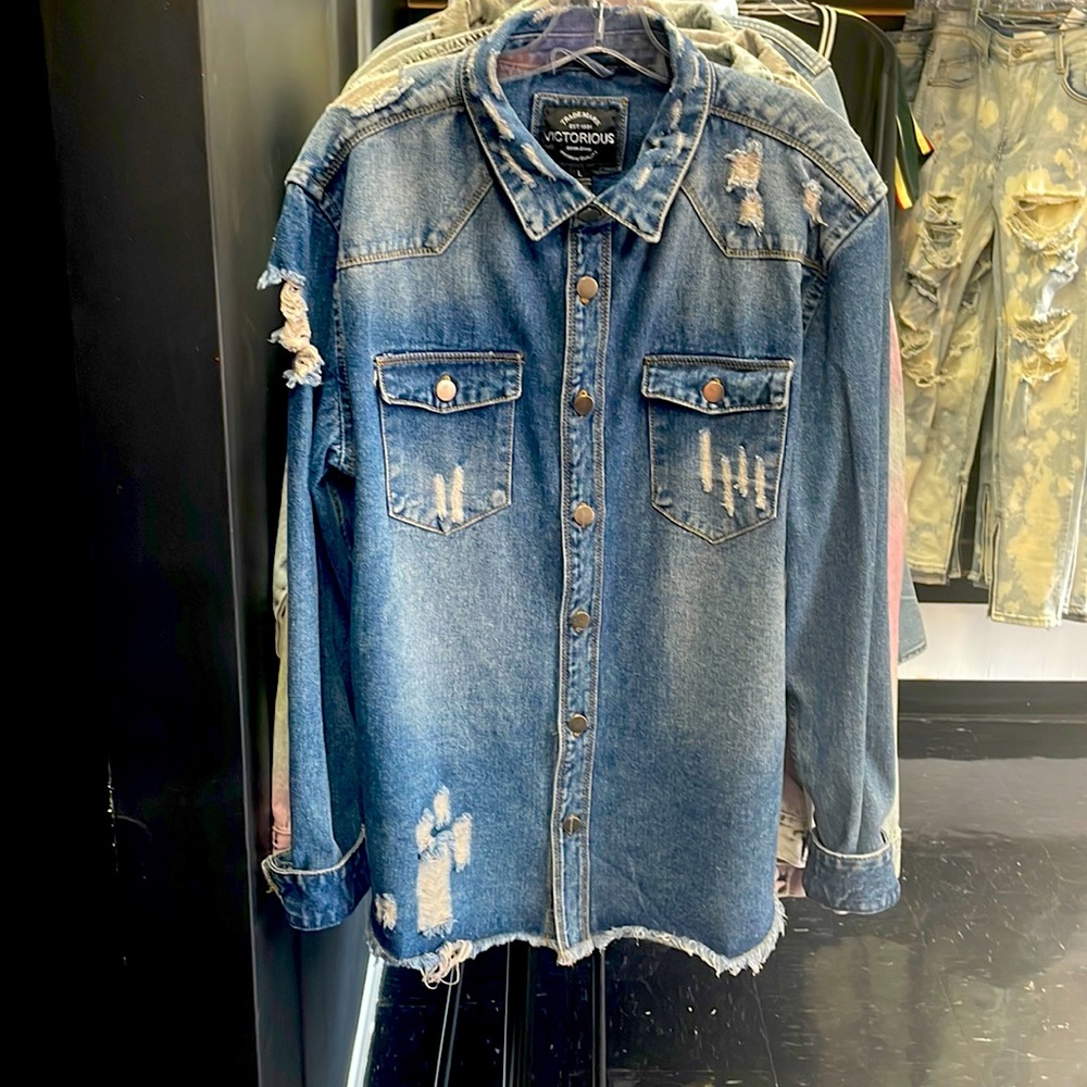 Distressed Denim jacket size large